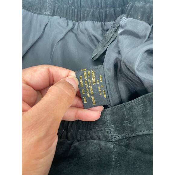 VTG Suede Leather Black Skirt Goth Grunge Western Boho Indie Sleaze Minimalist - Picture 4 of 12